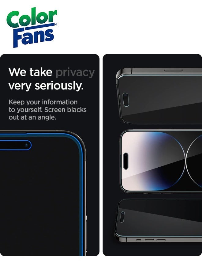 Color Fans GlasTR EZ FIT Privacy iPhone 14 Pro Max Tempered Glass Screen Protector -2 Pack  - Image 3