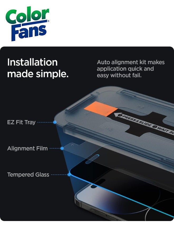 Color Fans GlasTR EZ FIT Privacy iPhone 14 Pro Max Tempered Glass Screen Protector -2 Pack  - Image 2