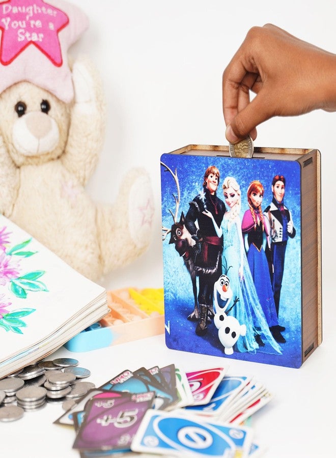 Craftzo Frozen Charactor Printed Wooden Money Saving Box | Piggy Bank | Cash Saver with Counting Target Coin Bank - Image 5