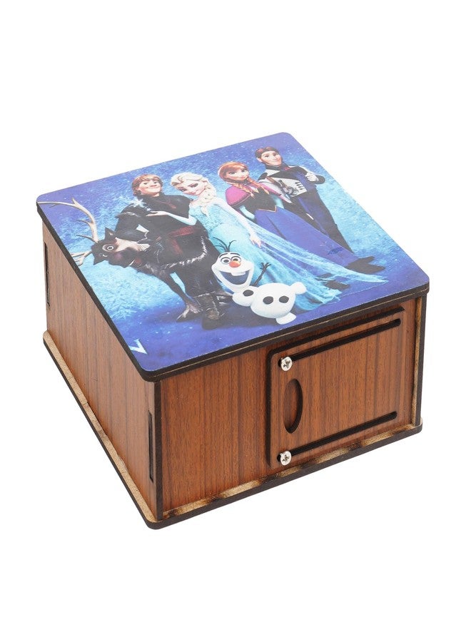 Craftzo Frozen Charactor Printed Wooden Money Saving Box | Piggy Bank | Cash Saver with Counting Target Coin Bank - Image 3