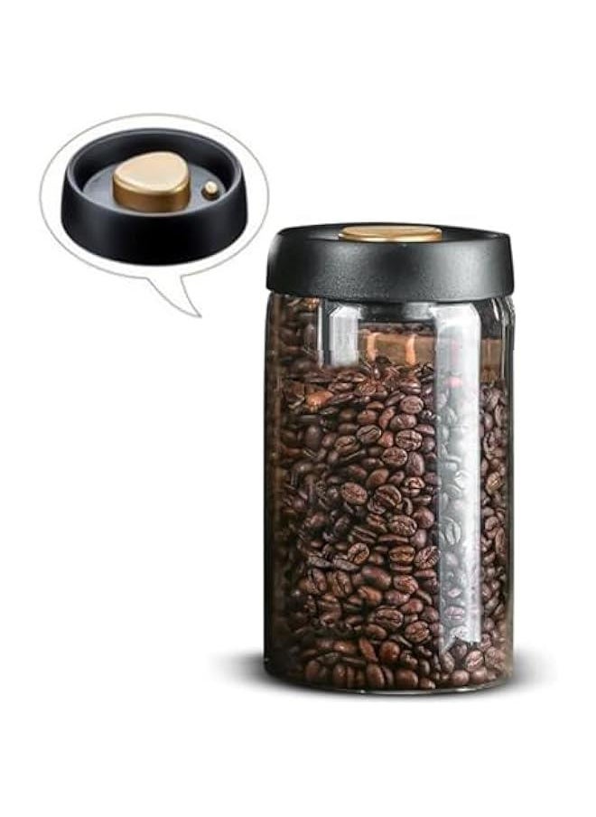 HOOKOR Glass Canister with Pump Vacuum Lids 1200ml for Coffee Beans, Ground Coffee, Tea Leaves, Snacks for Fresh Keeping  - Image 1