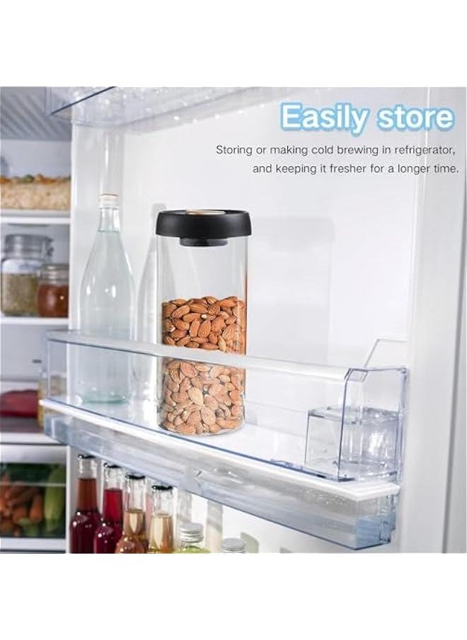 HOOKOR Glass Canister with Pump Vacuum Lids 1200ml for Coffee Beans, Ground Coffee, Tea Leaves, Snacks for Fresh Keeping  - Image 5