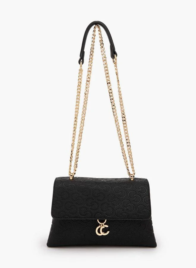 Celeste Monogram Debossed Crossbody Bag With Chain Strap