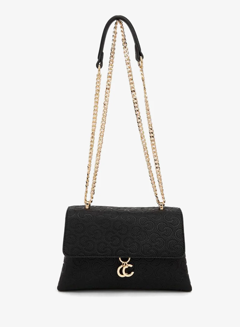 سيليست Monogram Debossed Crossbody Bag With Chain Strap