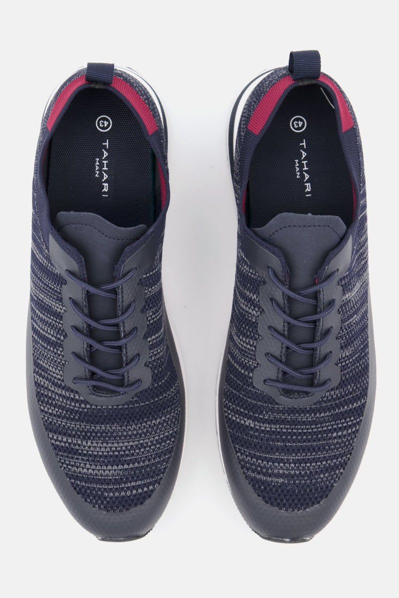 Tahari أحذية رجالية مزخرفة برباط، كحلي - Image 4