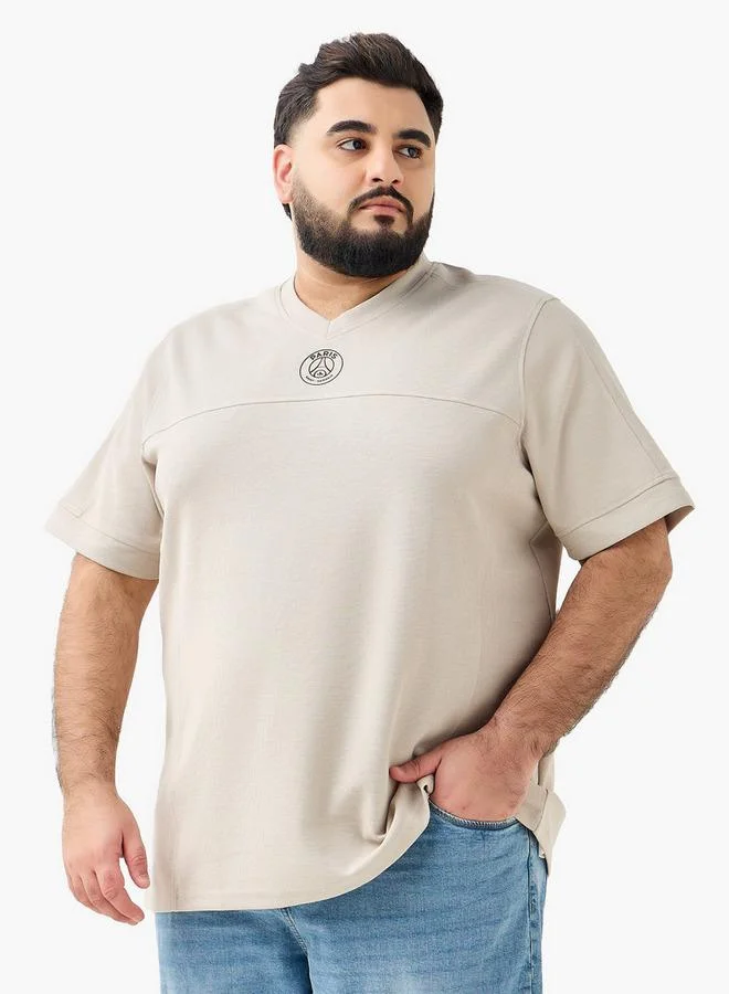 ماكسيم تيشيرت رجالي برقبة على شكل حرف  وأكمام قصيرة مطبوع بنقشة منتظمة