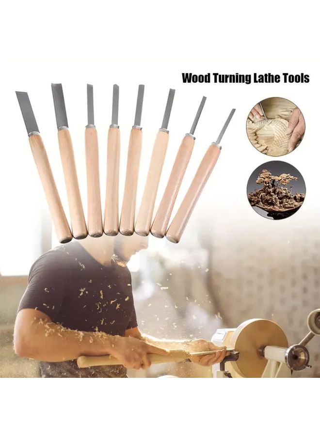 8 Piece High Speed Steel Wood Turning Chisel Set for Beginners and Professionals - Image 4