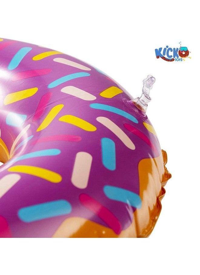 Kicko - Inflatable Donut Kidspool Float 4 Pack Multicolored 18 Inch Frosted Looking Doughnut Blowup Swim Tube Toy For Swimming Floating Summer Beach Games Party Decoration - Image 1