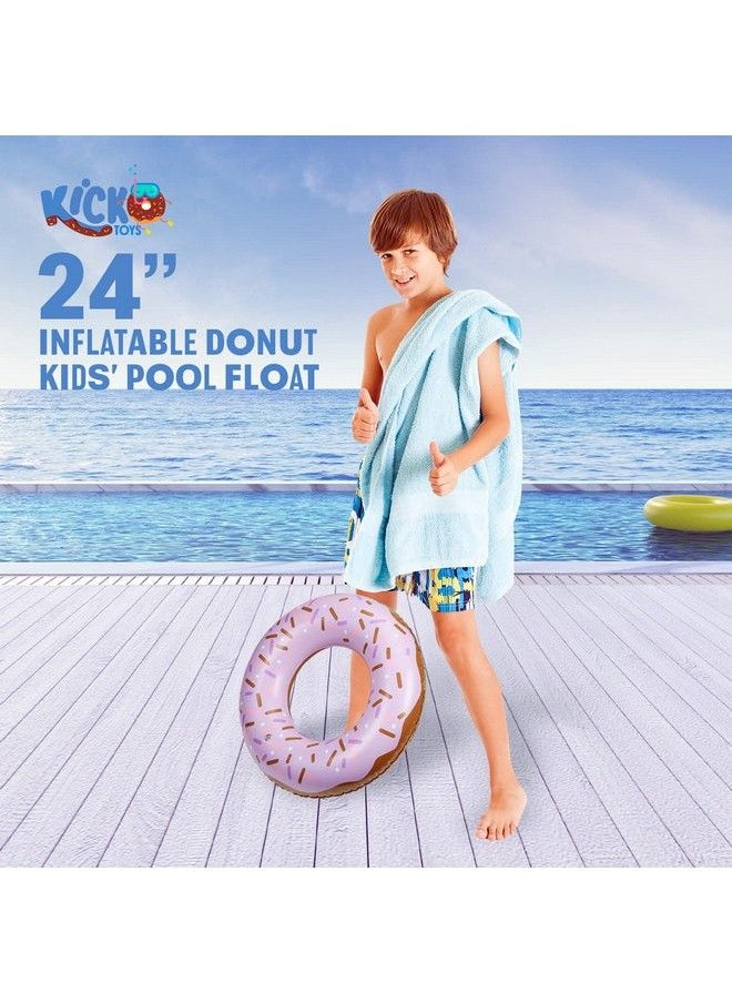 Kicko - Inflatable Donut Kidspool Float 4 Pack Multicolored 18 Inch Frosted Looking Doughnut Blowup Swim Tube Toy For Swimming Floating Summer Beach Games Party Decoration - Image 1