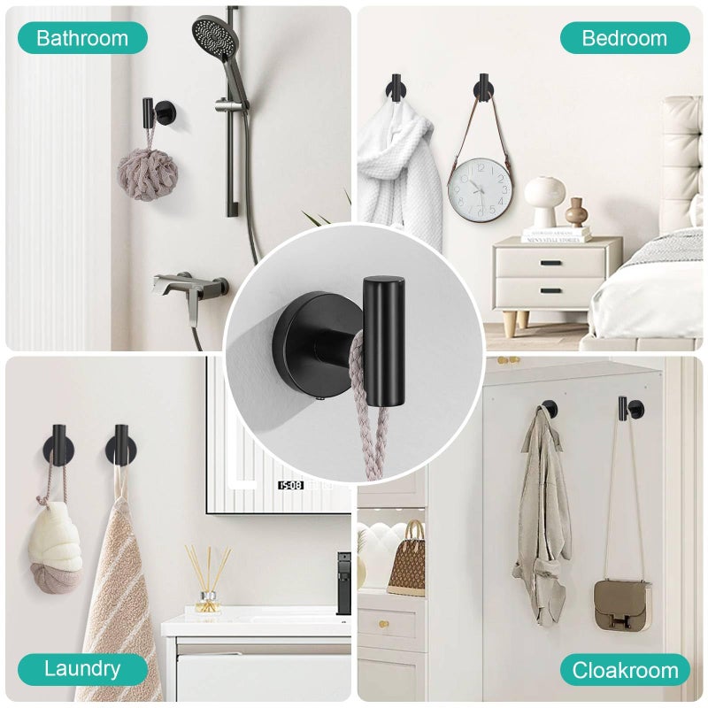 soaez 10-Piece Towel Bar Set Matte Black Bathroom Hardware Accessories Set Round Towel Ring Towel Rack Set Stainless Steel Wall Mount 23.6 in - Image 4