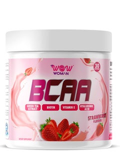 wow woman BCAA، Reduces Fatigue, Contains Green Tea Extract, Strawberry, 30 Servings  - Image 1