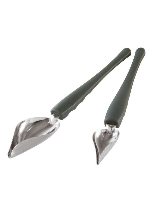 مجموعة ملاعق تزيين من الفولاذ المقاوم للصدأ 2 قطعة. 1 قطعة بطول 19 سم و 1 قطعة بطول 23 سم.