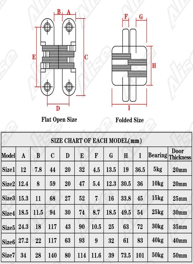 Alise 1 Pair Invisible Concealed Wooden Door Hinge Cross Folding Gate Hinges,Heavy Duty Metal Alloy Silver JL13X60-2P - Image 2
