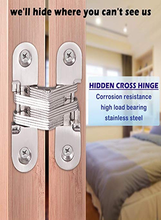 Alise 1 Pair Invisible Concealed Wooden Door Hinge Cross Folding Gate Hinges,Heavy Duty Metal Alloy Silver JL13X60-2P - Image 3