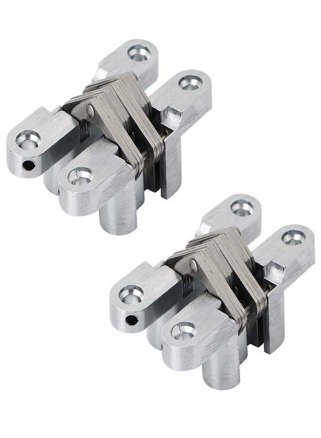 Alise 1 Pair Invisible Concealed Wooden Door Hinge Cross Folding Gate Hinges,Heavy Duty Metal Alloy Silver JL13X60-2P - Image 1