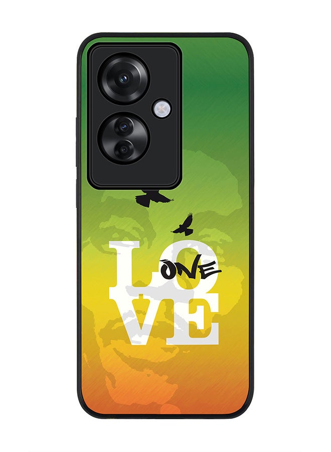 Stylizedd Rugged Black edge case for Oppo Reno11 F / Oppo F25 Pro 5G, Slim fit Soft Case Flexible Rubber Edges Anti Drop TPU Gel Thin Cover -  One Love - Image 1
