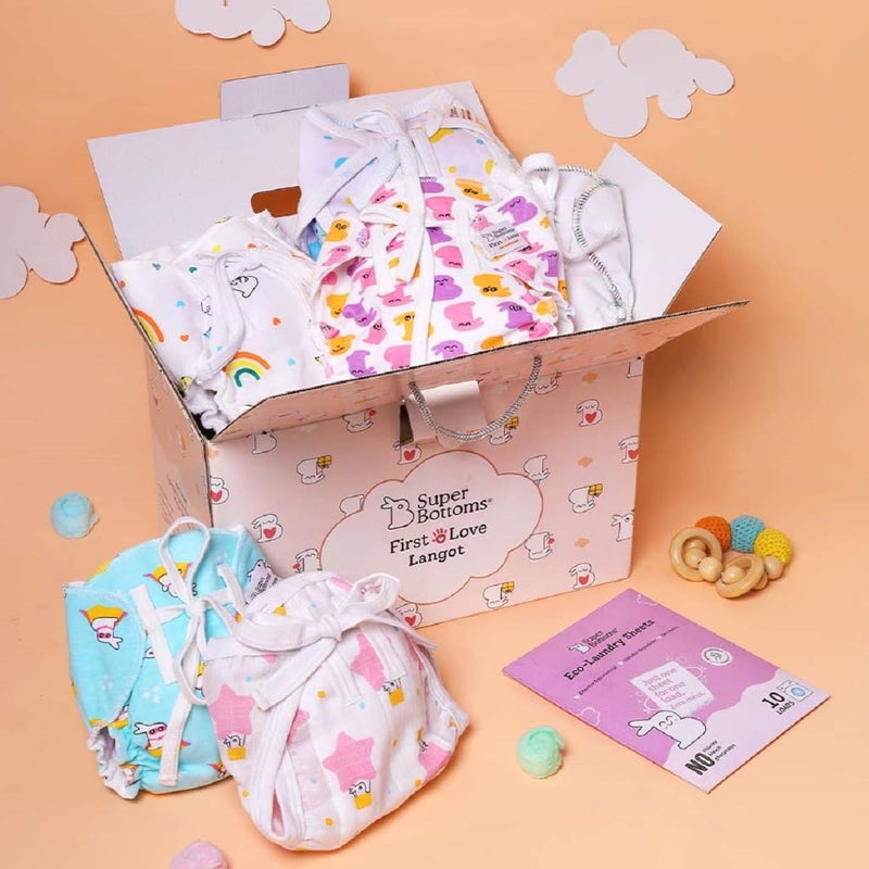 Superbottoms First Love Mega Gift Box | Softest, Breathable & Gentlest langots for your baby | Baby shower gift pack | No Mess Langots for Newborns between 0 to 9 months | Pack of 31 (Size: Small) - Image 2