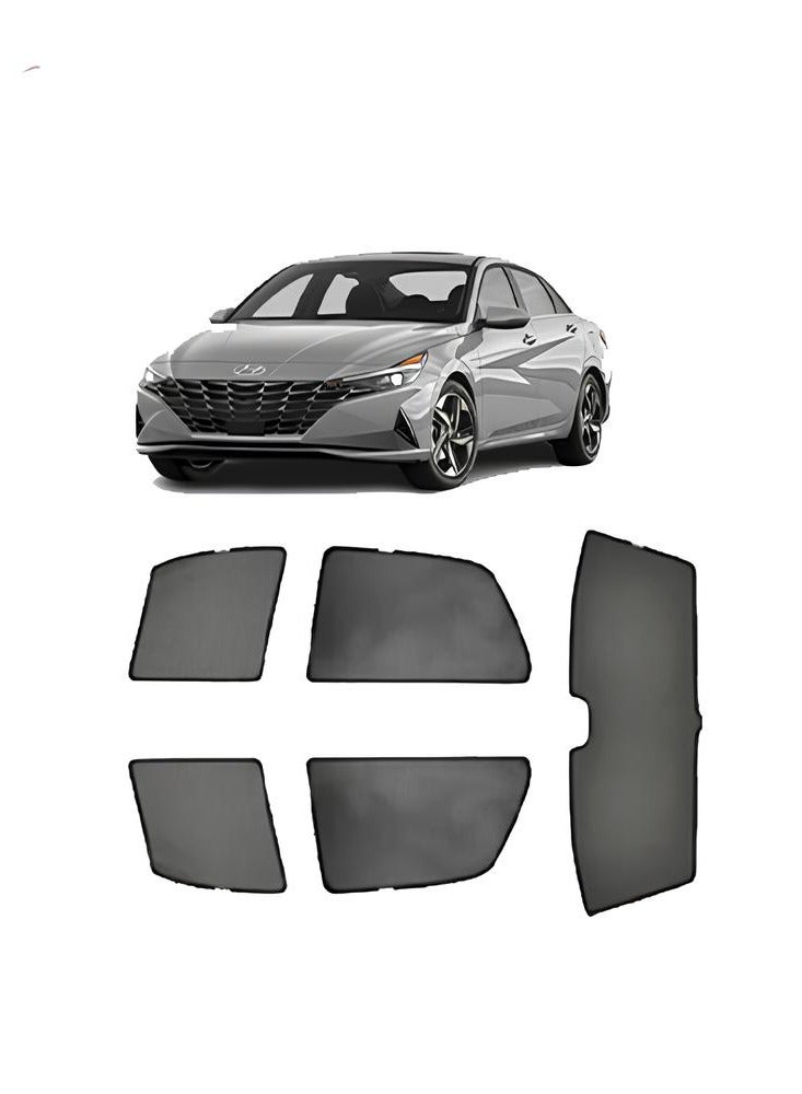Hyundai Elantra Window Sun Shade Set 2021–2025 Perforated Privacy Design Heat Reduction Black - Image 1