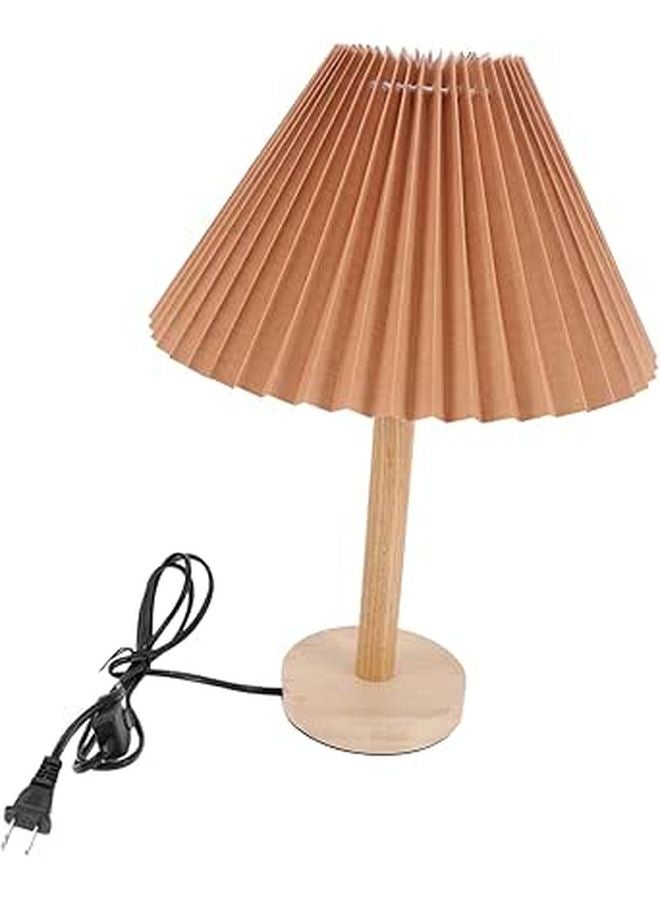 Pleated Bedside Lamp With Eye Caring Design For Night Room Compact Space Saving Decor US Plug - Image 1