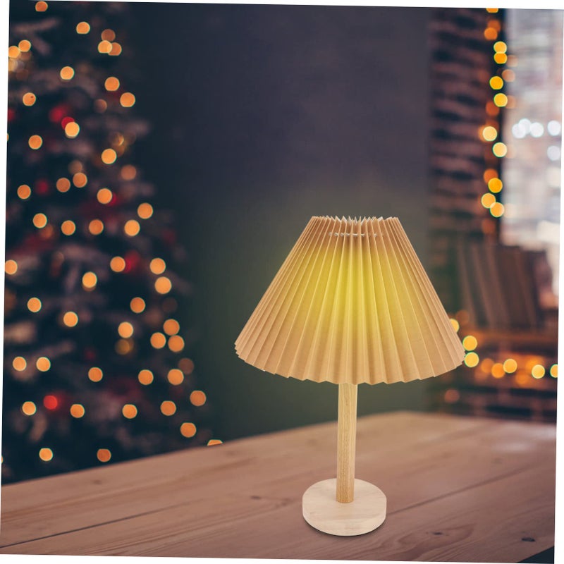 Pleated Bedside Lamp With Eye Caring Design For Night Room Compact Space Saving Decor US Plug - Image 3