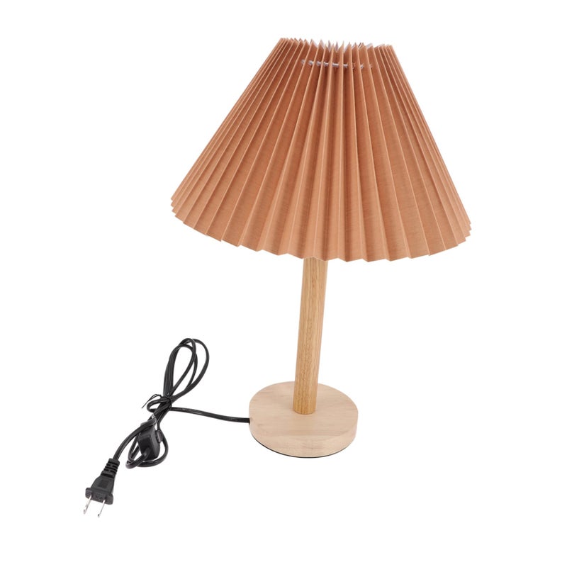 Pleated Bedside Lamp With Eye Caring Design For Night Room Compact Space Saving Decor US Plug - Image 2