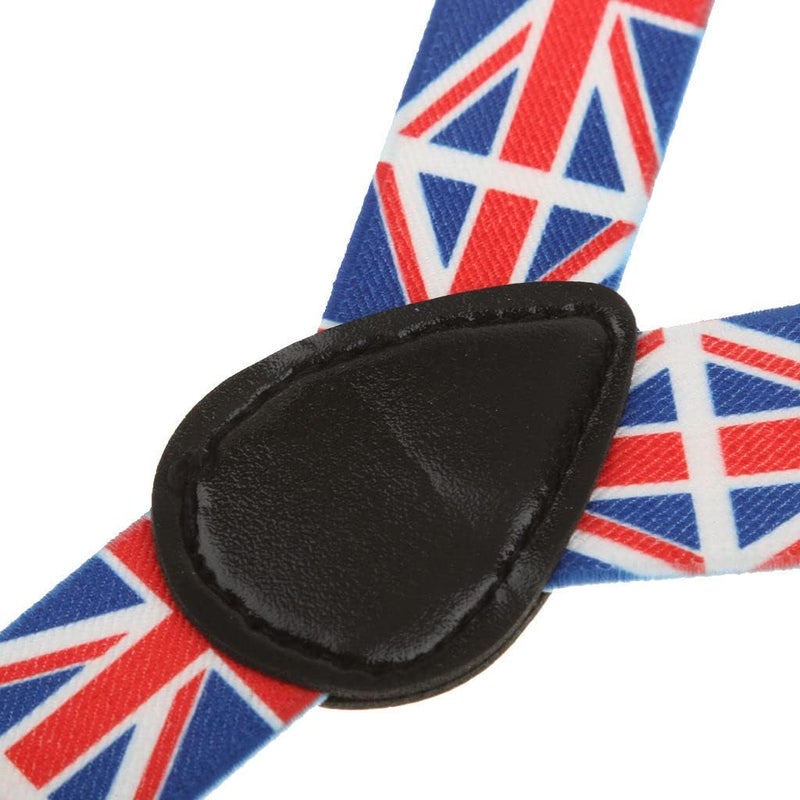klarako 2.5cm Adjustable Y Braces with 3 American And British Flag Pattern Elastic Clips for Unisex Kids - Image 1