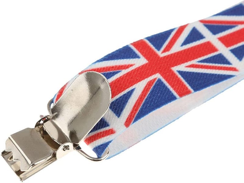 klarako 2.5cm Adjustable Y Braces with 3 American And British Flag Pattern Elastic Clips for Unisex Kids - Image 5