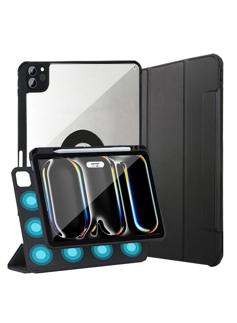 Case for iPad Pro 11 inch M4 2024 Case, Removable Magnetic Cover with Apple Pencil Holder, Portrait and Landscape Stand, Auto Wake/Sleep (Black) - Image 1