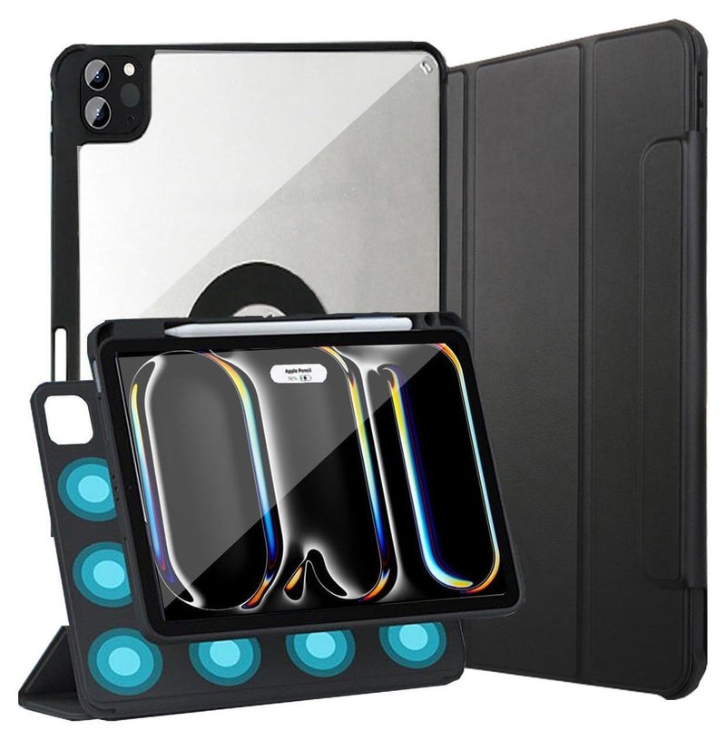 Case for iPad Pro 11 inch M4 2024 Case, Removable Magnetic Cover with Apple Pencil Holder, Portrait and Landscape Stand, Auto Wake/Sleep (Black) - Image 1