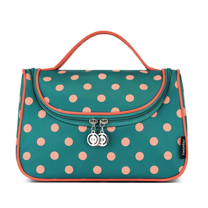 Yeiotsy Travel Cosmetic Bag â€“ Polka Dots Makeup Travel Organizer, Hanging Toiletry Bag for Women (Lake Blue) - Image 5