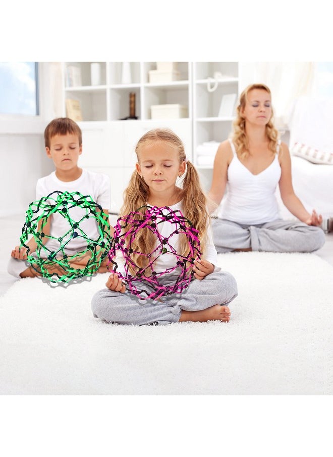 4E's Novelty 4E's Novelty 3 Pack Expandable Breathing Ball Sphere Toy - Expanding Stress Relief Breathing Ball Toys for Kids & Adults - for Anxiety, Yoga, Deep Breathing, ADHD - Neon Blue, Pink, & Green  - Image 3