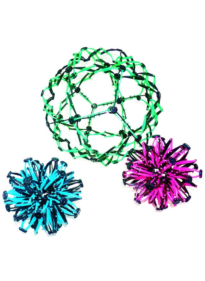 4E's Novelty 4E's Novelty 3 Pack Expandable Breathing Ball Sphere Toy - Expanding Stress Relief Breathing Ball Toys for Kids & Adults - for Anxiety, Yoga, Deep Breathing, ADHD - Neon Blue, Pink, & Green  - Image 1