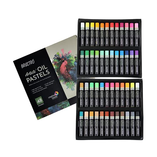 BRUSTRO Artists Oil Pastels | 48 Shades | Smooth, Multicolor, Intermixing, Bright and Intense Colours | Ideal for Students, Professionals, Non-Toxic, School. - Image 1