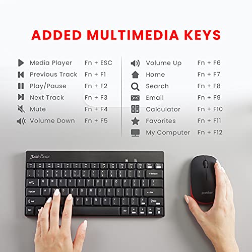 Perixx PERIDUO-712B Wireless Mini Keyboard and Mouse Set, Black, US English Layout - Image 3