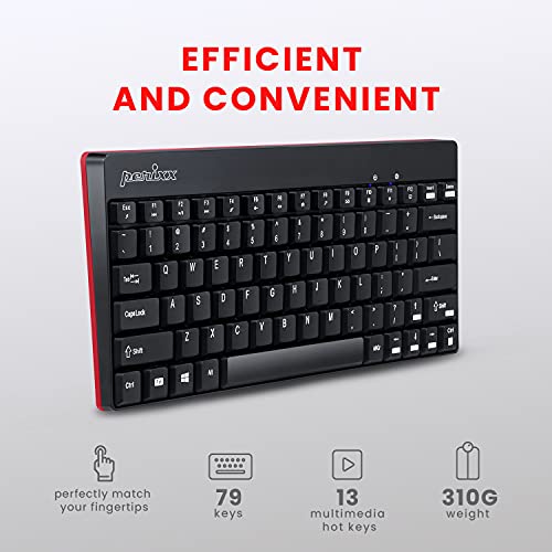 Perixx PERIDUO-712B Wireless Mini Keyboard and Mouse Set, Black, US English Layout - Image 2