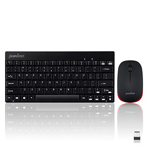 Perixx PERIDUO-712B Wireless Mini Keyboard and Mouse Set, Black, US English Layout - Image 1