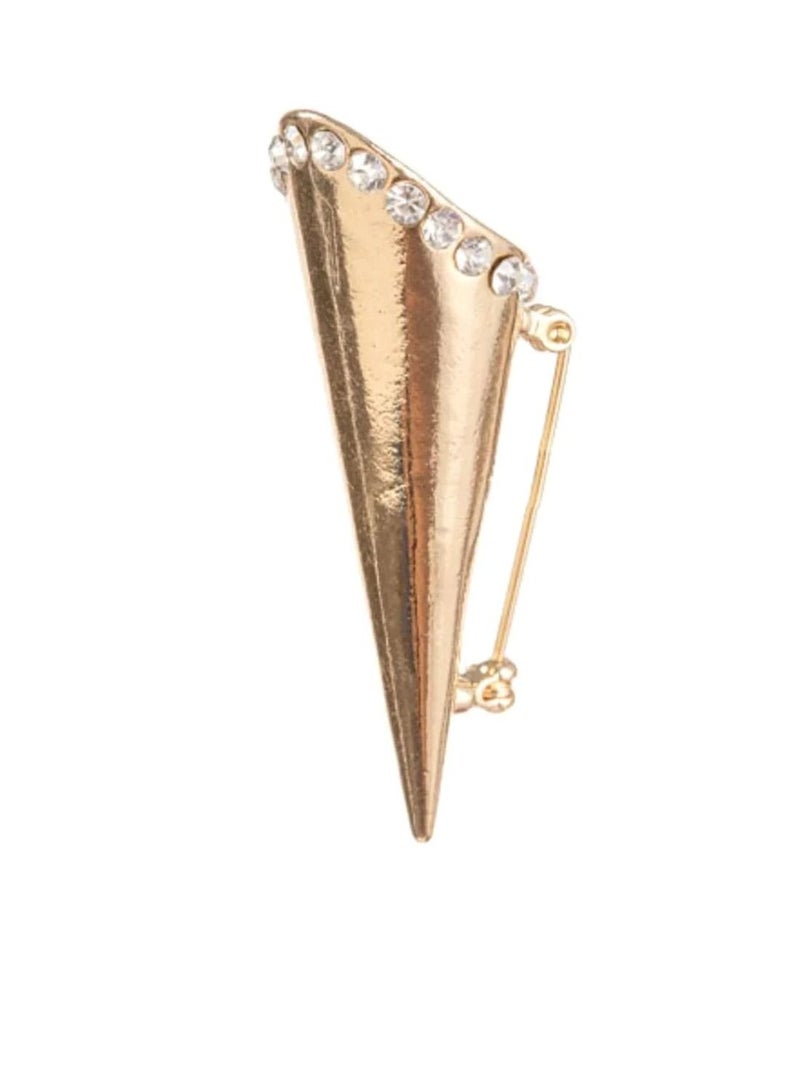 Boutonniere Holder  Gold Metal Lapel Pin Vase w Rhinestone Trim - Image 1