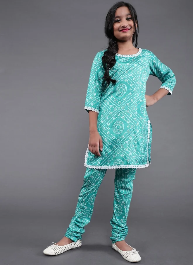 AKS Bandhani Printed Kurta Set for Girls