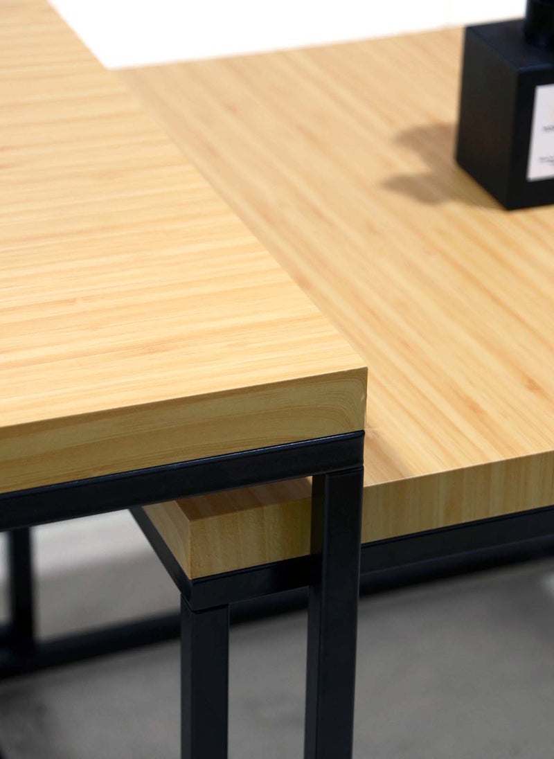 Sharpdo Square Coffee Table Mother and Child Simple Modern Living Room Home Wood Light Luxury Style Combination Table 50*50*44.5&45*45*38CM - Image 3