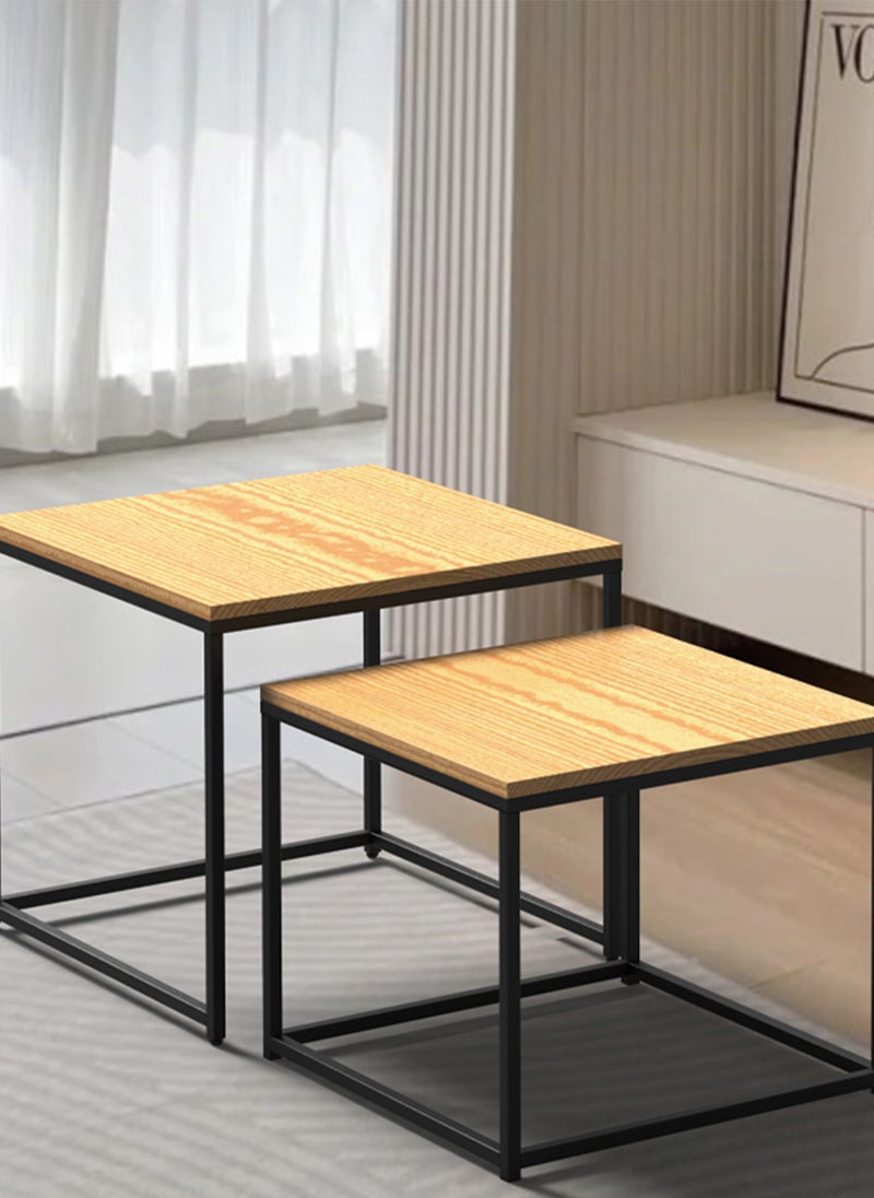 Sharpdo Square Coffee Table Mother and Child Simple Modern Living Room Home Wood Light Luxury Style Combination Table 50*50*44.5&45*45*38CM - Image 2