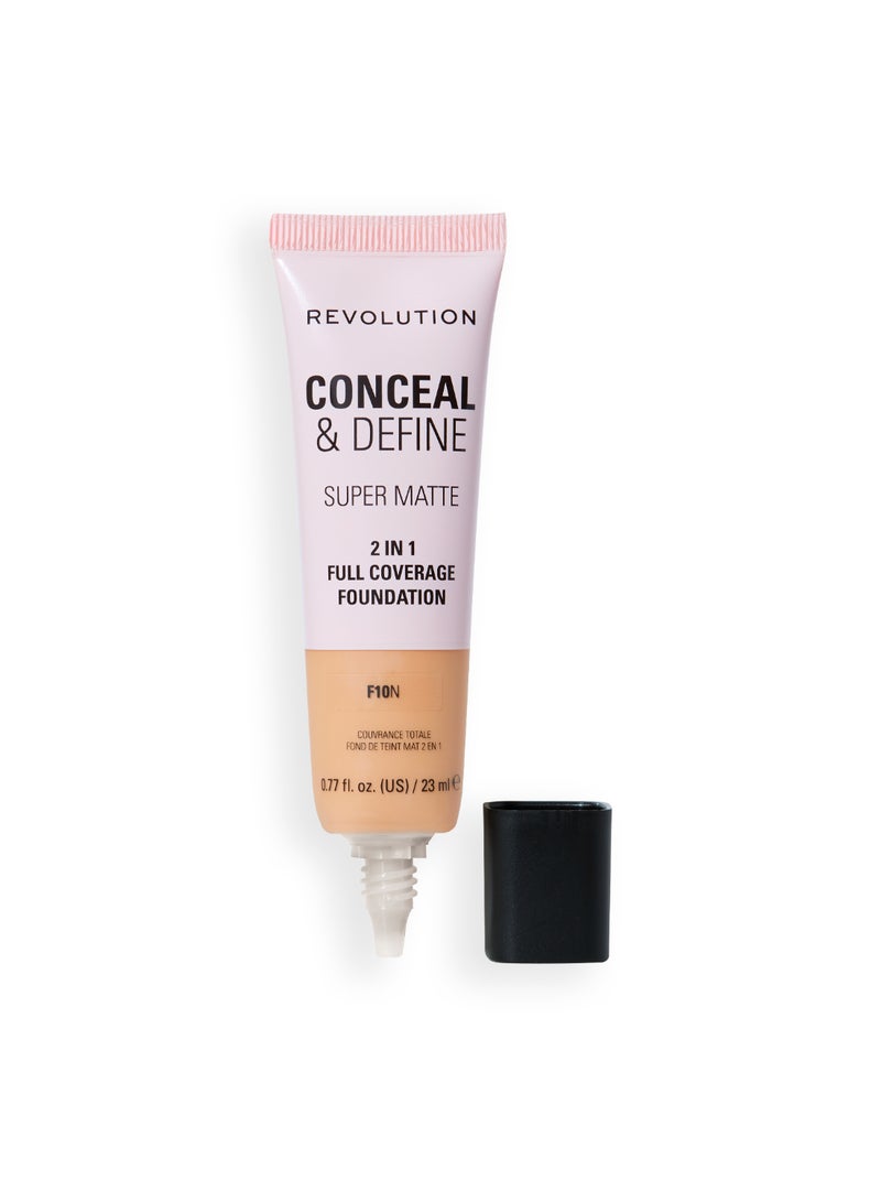 REVOLUTION Makeup Revolution Conceal & Define Full Coverage Tube Foundation – F10N - Image 2