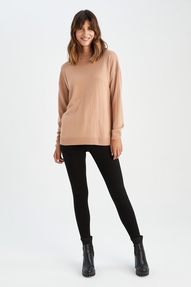 Woman Regular Fit Half Turtleneck Tunic
