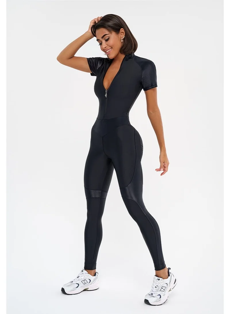 Bona Fide Correct Skin Edition Lyc Black Correct Skin Edition Tummy Control Gym Jumpsuit for Women for Women | Best Price UAE