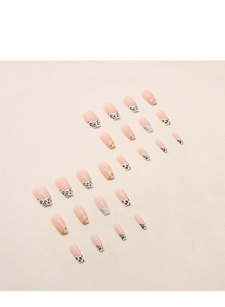 24 Pcs Ballet French Tip Press-On Nails, Includes Jelly Glue, Nail File, Wipes, and Wooden Stick, Perfect for Stylish Manicures at Home - Image 4