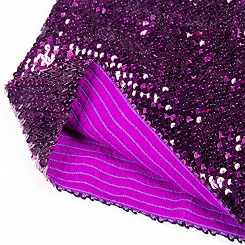 Fenyong Womens Sparkly Sequin Mermaid Crop Tops, Strapless Metallic Tube Tops for Party Clubwear(Purple) - Image 4