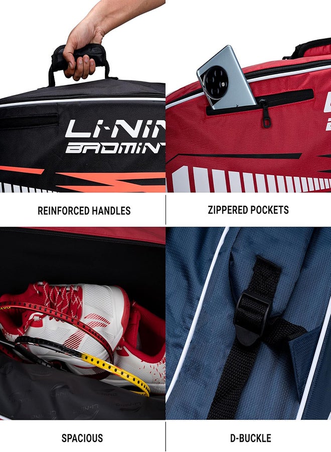 Li-Ning TurboPac Double Zipper Polyester Badminton Kit Bag (Navy) - Image 4