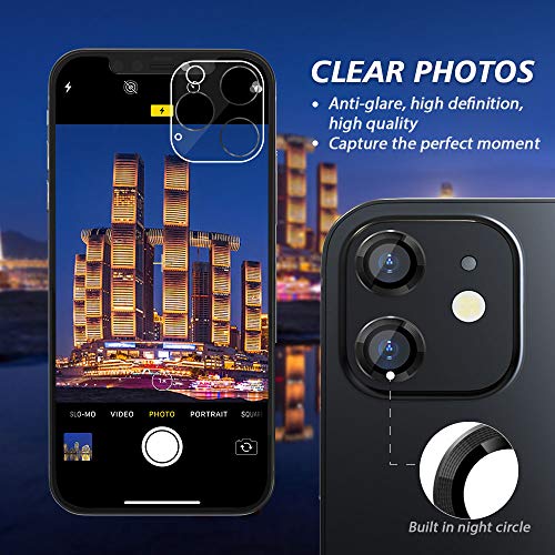 CloudValley Rear Camera Protector Compatible with iPhone 12/12 Mini/11, [Aluminium Alloy], Full Coverage & 9H Hardness Protective Film Camera Lens, Black - Image 5