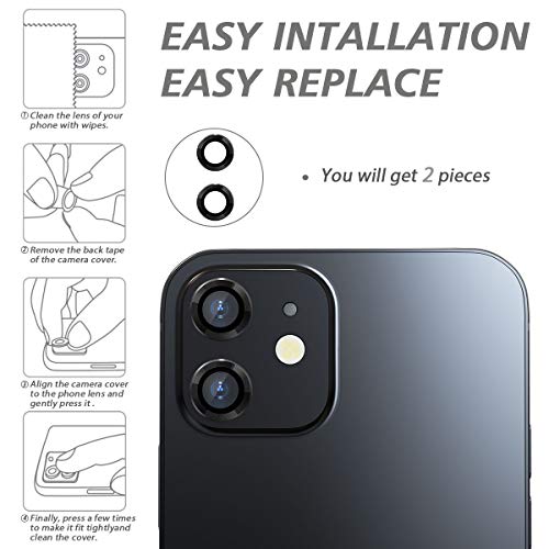 CloudValley Rear Camera Protector Compatible with iPhone 12/12 Mini/11, [Aluminium Alloy], Full Coverage & 9H Hardness Protective Film Camera Lens, Black - Image 4