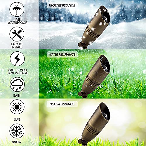 MIK Solutions LED Spot Lights Outdoor 105 Landscape Light 7W MR16 LED Bulb - Solid Brass Metal Wall Light Security Yard Lights for Beautiful Bright Long Lasting Home Garden Patio Pool Lighting (1) - Image 3
