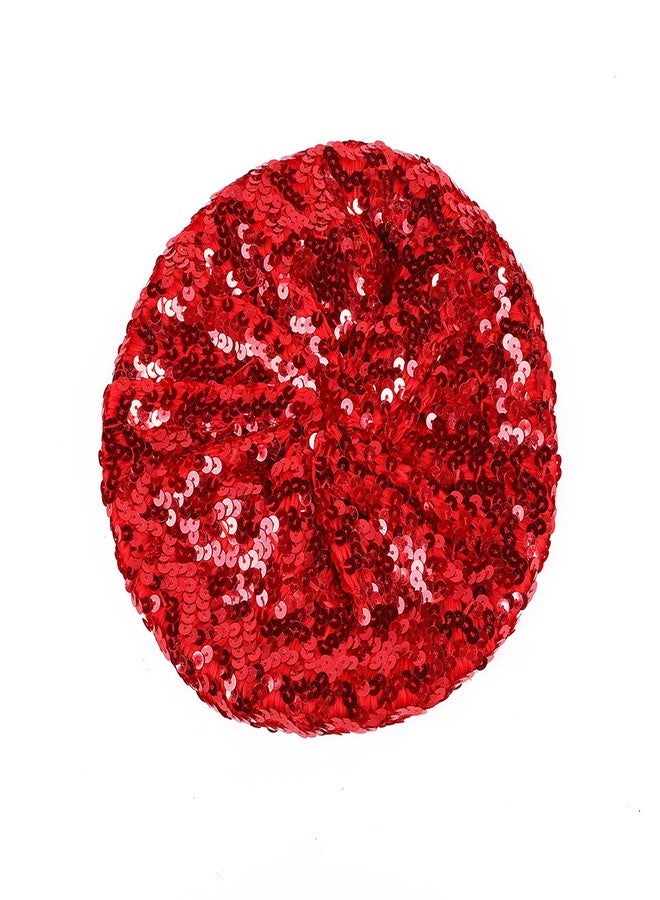 ZARSIO Women Sparkly Sequin Beret Fashion Beanie for Dancing Party, Club, Disco, Festival Party (US, Alpha, Medium, Red)